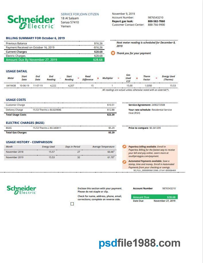 Yemen Schneider Electric Utility Bill